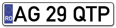 Placuta inmatriculare numar auto  AG-29-QTP, AG 29 QTP, AG29QTP