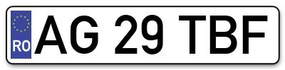 Placuta inmatriculare numar auto  AG-29-TBF, AG 29 TBF, AG29TBF