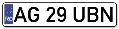 Placuta inmatriculare numar auto  AG-29-UBN, AG 29 UBN, AG29UBN