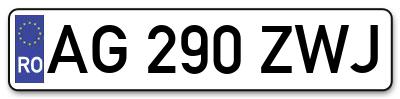 Placuta inmatriculare numar auto  AG-290-ZWJ, AG 290 ZWJ, AG290ZWJ