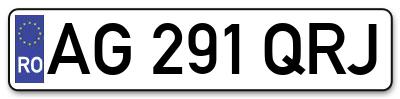 Placuta inmatriculare numar auto  AG-291-QRJ, AG 291 QRJ, AG291QRJ