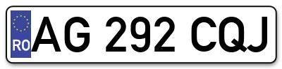Placuta inmatriculare numar auto  AG-292-CQJ, AG 292 CQJ, AG292CQJ