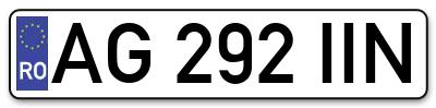 Placuta inmatriculare numar auto  AG-292-IIN, AG 292 IIN, AG292IIN