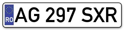 Placuta inmatriculare numar auto  AG-297-SXR, AG 297 SXR, AG297SXR