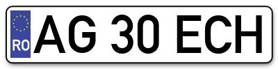 Placuta inmatriculare numar auto  AG-30-ECH, AG 30 ECH, AG30ECH