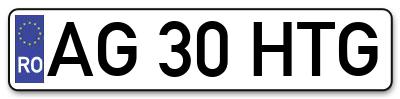 Placuta inmatriculare numar auto  AG-30-HTG, AG 30 HTG, AG30HTG