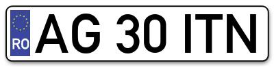 Placuta inmatriculare numar auto  AG-30-ITN, AG 30 ITN, AG30ITN