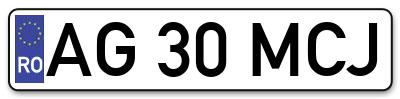 Placuta inmatriculare numar auto  AG-30-MCJ, AG 30 MCJ, AG30MCJ