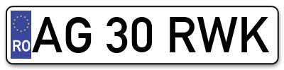 Placuta inmatriculare numar auto  AG-30-RWK, AG 30 RWK, AG30RWK