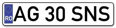 Placuta inmatriculare numar auto  AG-30-SNS, AG 30 SNS, AG30SNS