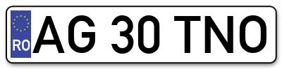 Placuta inmatriculare numar auto  AG-30-TNO, AG 30 TNO, AG30TNO