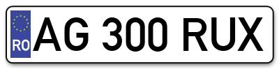 Placuta inmatriculare numar auto  AG-300-RUX, AG 300 RUX, AG300RUX