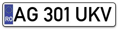 Placuta inmatriculare numar auto  AG-301-UKV, AG 301 UKV, AG301UKV