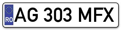 Placuta inmatriculare numar auto  AG-303-MFX, AG 303 MFX, AG303MFX