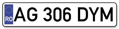 Placuta inmatriculare numar auto  AG-306-DYM, AG 306 DYM, AG306DYM