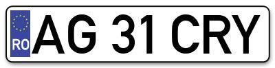 Placuta inmatriculare numar auto  AG-31-CRY, AG 31 CRY, AG31CRY