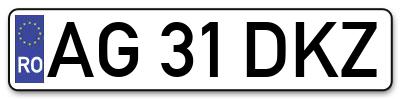 Placuta inmatriculare numar auto  AG-31-DKZ, AG 31 DKZ, AG31DKZ