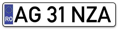 Placuta inmatriculare numar auto  AG-31-NZA, AG 31 NZA, AG31NZA