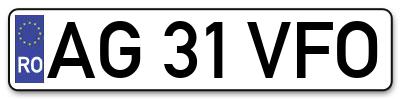 Placuta inmatriculare numar auto  AG-31-VFO, AG 31 VFO, AG31VFO