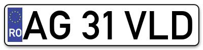 Placuta inmatriculare numar auto  AG-31-VLD, AG 31 VLD, AG31VLD