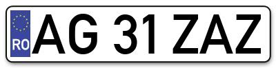 Placuta inmatriculare numar auto  AG-31-ZAZ, AG 31 ZAZ, AG31ZAZ