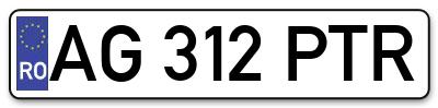 Placuta inmatriculare numar auto  AG-312-PTR, AG 312 PTR, AG312PTR