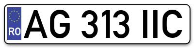 Placuta inmatriculare numar auto  AG-313-IIC, AG 313 IIC, AG313IIC
