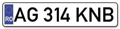 Placuta inmatriculare numar auto  AG-314-KNB, AG 314 KNB, AG314KNB