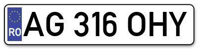 Placuta inmatriculare numar auto  AG-316-OHY, AG 316 OHY, AG316OHY