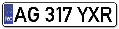 Placuta inmatriculare numar auto  AG-317-YXR, AG 317 YXR, AG317YXR