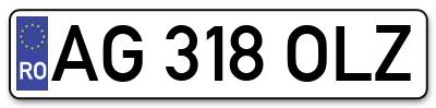 Placuta inmatriculare numar auto  AG-318-OLZ, AG 318 OLZ, AG318OLZ