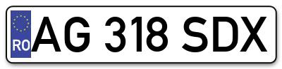 Placuta inmatriculare numar auto  AG-318-SDX, AG 318 SDX, AG318SDX