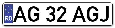 Placuta inmatriculare numar auto  AG-32-AGJ, AG 32 AGJ, AG32AGJ