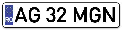 Placuta inmatriculare numar auto  AG-32-MGN, AG 32 MGN, AG32MGN