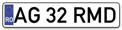 Placuta inmatriculare numar auto  AG-32-RMD, AG 32 RMD, AG32RMD