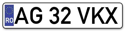 Placuta inmatriculare numar auto  AG-32-VKX, AG 32 VKX, AG32VKX