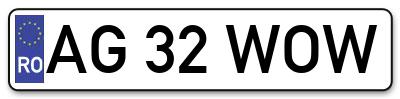 Placuta inmatriculare numar auto  AG-32-WOW, AG 32 WOW, AG32WOW