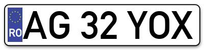 Placuta inmatriculare numar auto  AG-32-YOX, AG 32 YOX, AG32YOX