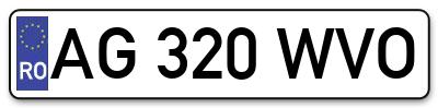 Placuta inmatriculare numar auto  AG-320-WVO, AG 320 WVO, AG320WVO