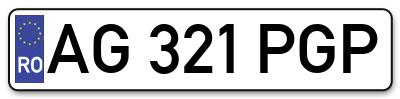 Placuta inmatriculare numar auto  AG-321-PGP, AG 321 PGP, AG321PGP