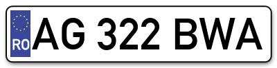 Placuta inmatriculare numar auto  AG-322-BWA, AG 322 BWA, AG322BWA