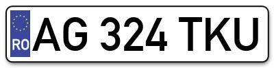 Placuta inmatriculare numar auto  AG-324-TKU, AG 324 TKU, AG324TKU