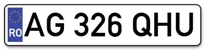 Placuta inmatriculare numar auto  AG-326-QHU, AG 326 QHU, AG326QHU