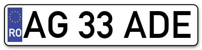 Placuta inmatriculare numar auto  AG-33-ADE, AG 33 ADE, AG33ADE
