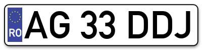 Placuta inmatriculare numar auto  AG-33-DDJ, AG 33 DDJ, AG33DDJ