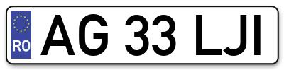Placuta inmatriculare numar auto  AG-33-LJI, AG 33 LJI, AG33LJI