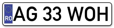 Placuta inmatriculare numar auto  AG-33-WOH, AG 33 WOH, AG33WOH