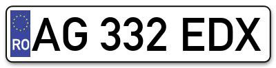 Placuta inmatriculare numar auto  AG-332-EDX, AG 332 EDX, AG332EDX