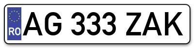 Placuta inmatriculare numar auto  AG-333-ZAK, AG 333 ZAK, AG333ZAK