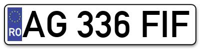 Placuta inmatriculare numar auto  AG-336-FIF, AG 336 FIF, AG336FIF